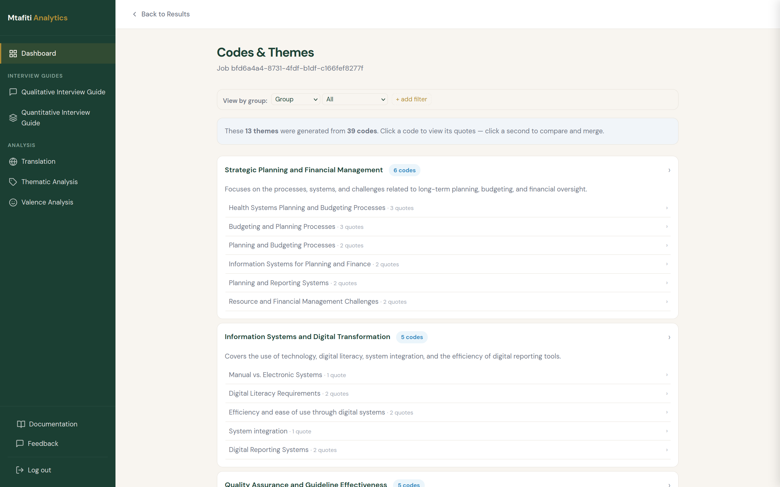 Codes and themes